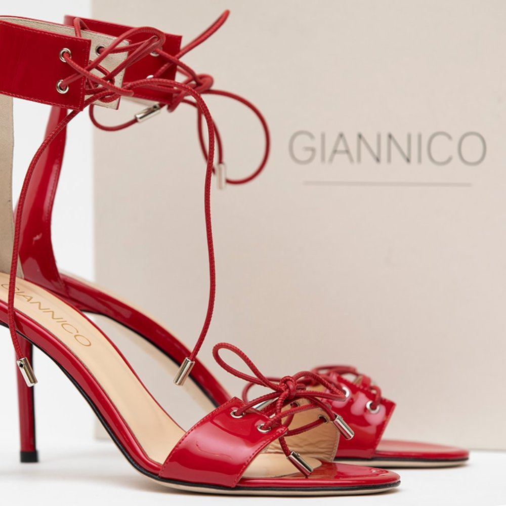 NEW Giannico Red 85mm Heel Sandals Pumps 38 US 8